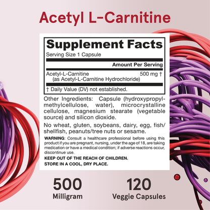 Authentic USA imported Jarrow Formulas Acetyl L-Carnitine supplement standing upright, showing the secure factory sealing on the cap.