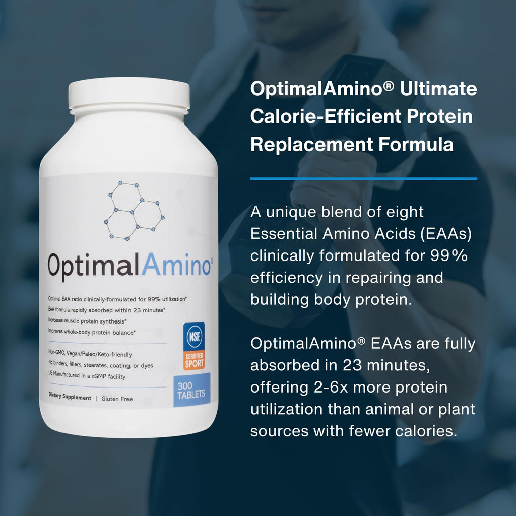 OptimalAmino tablets close up showing pure tablet texture