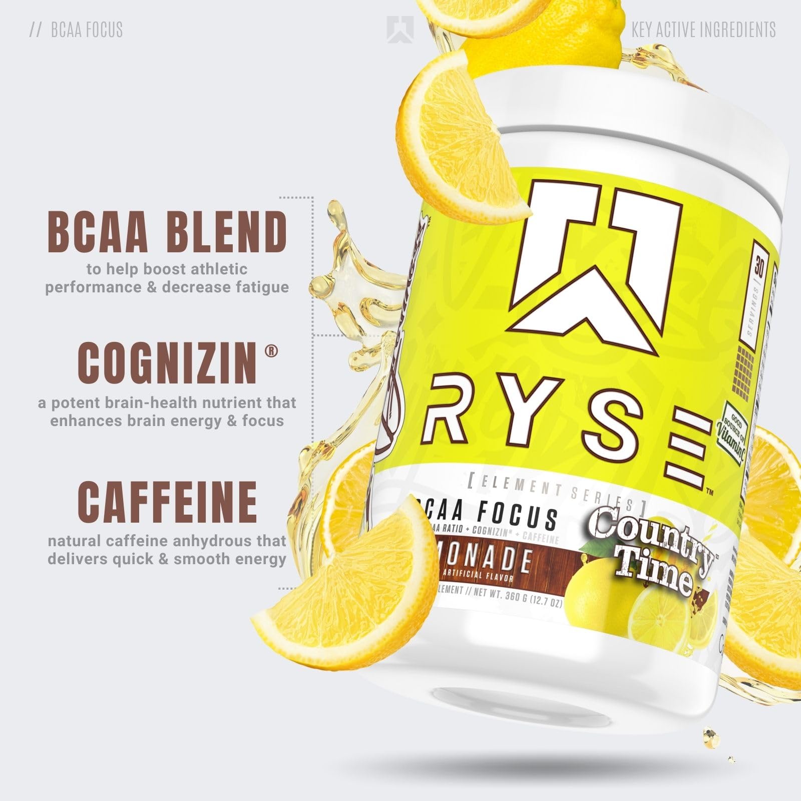 Ryse BCAA Focus powder texture and scoop demonstration