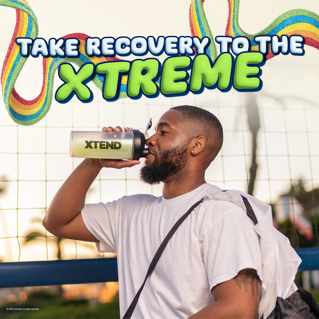 Xtend BCAA Rainbow Berry powder texture and color