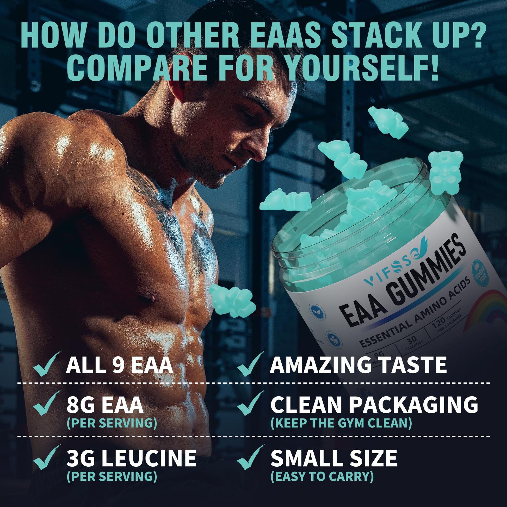 Vifssg EAA Gummies blue raspberry flavor ingredient highlights