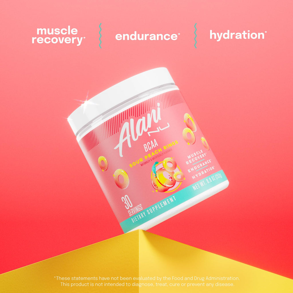 Alani Nu BCAA fitness recovery powder packaging side angle