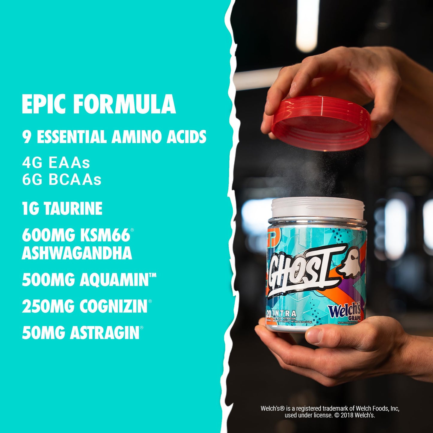Ghost Intra Workout powder texture and scoop