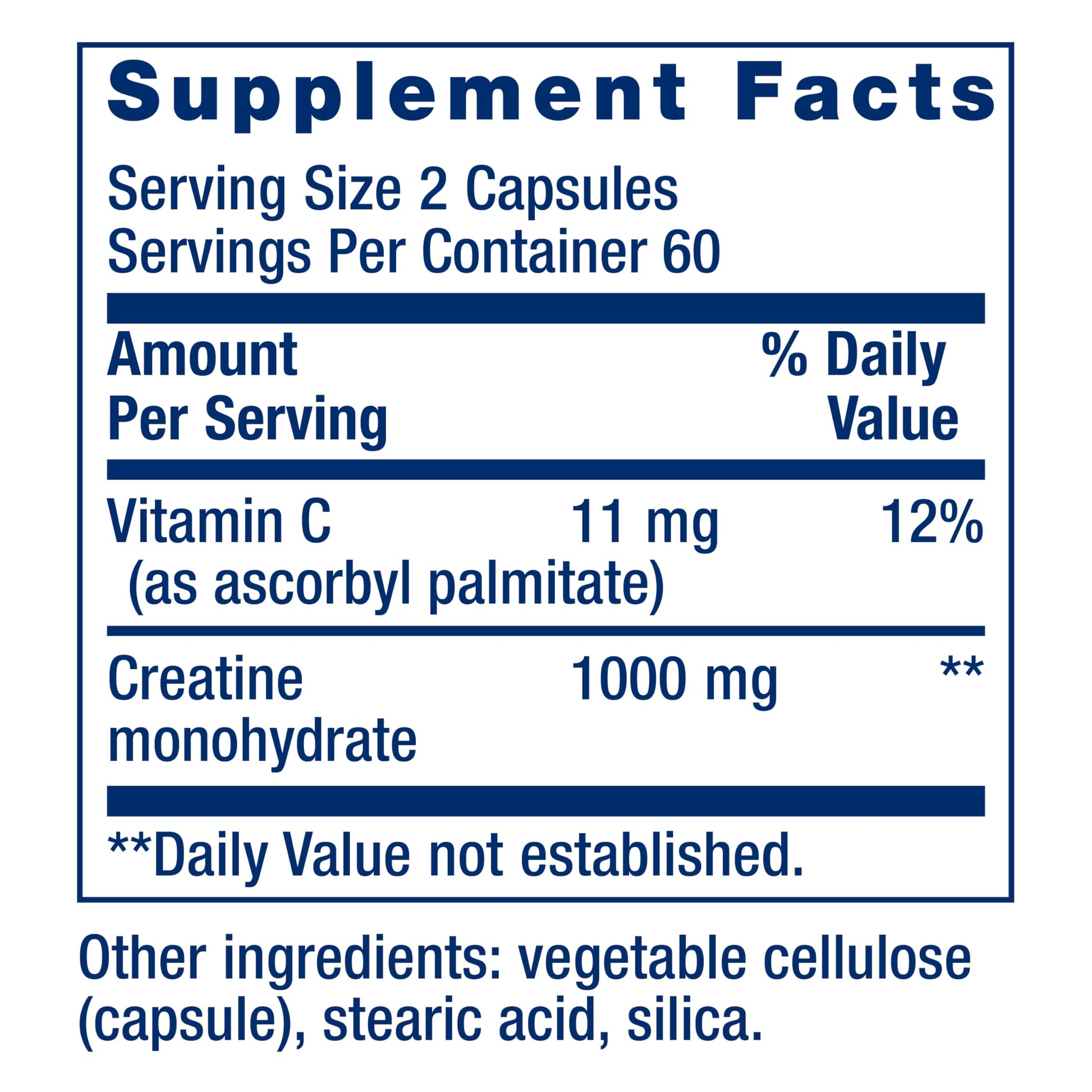 Side view of Life Extension Creatine 120 capsules bottle