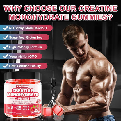 Close up of chewable creatine monohydrate gummy texture