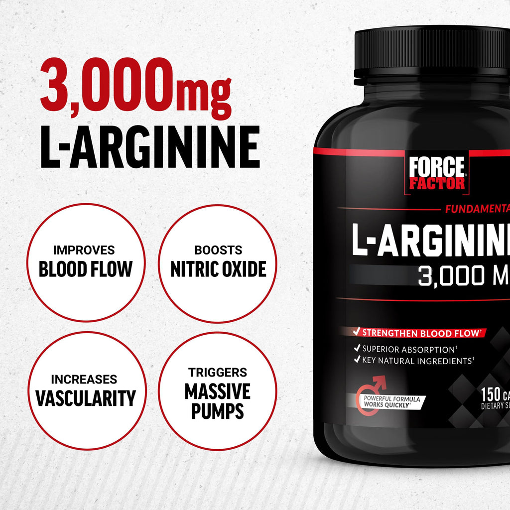 Force Factor L Arginine supplement facts nutritional panel label