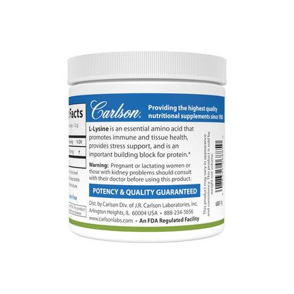 Carlson L-Lysine dietary supplement nutrition facts label