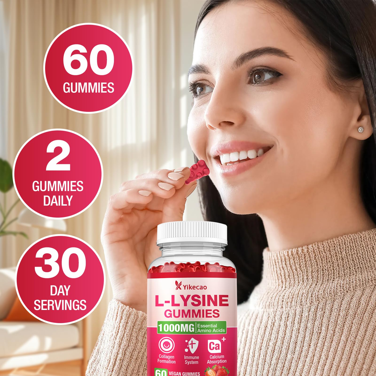 Meenccd Yikecao L-Lysine gummies for immune support and skin health