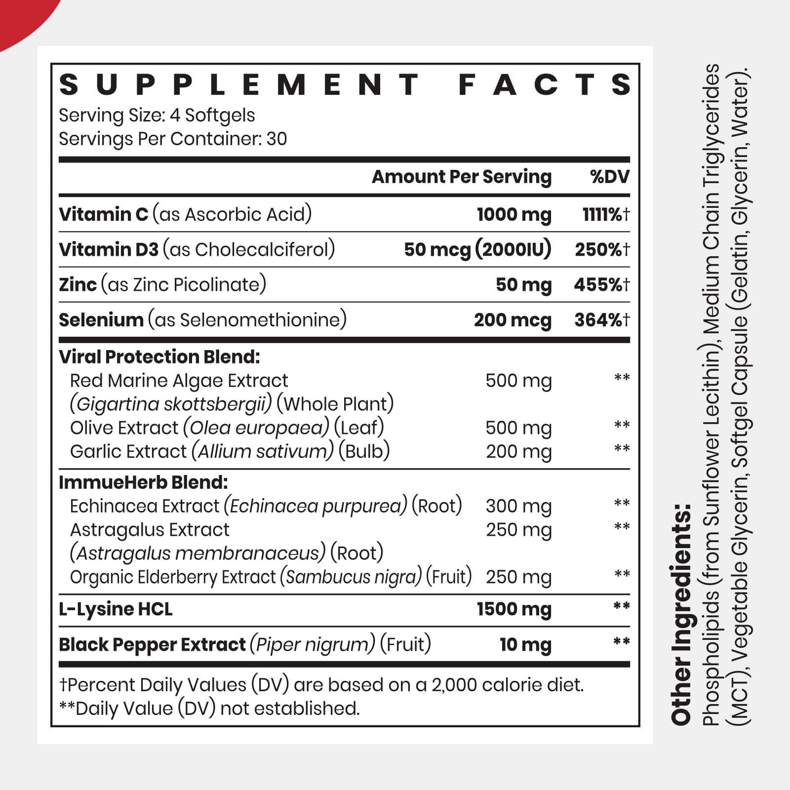 Cybercerix liposomal supplement capsule nutrition label view