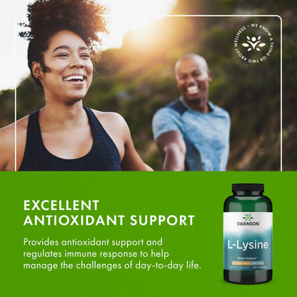 Swanson Free Form L-Lysine 500mg capsules bottle for immune support