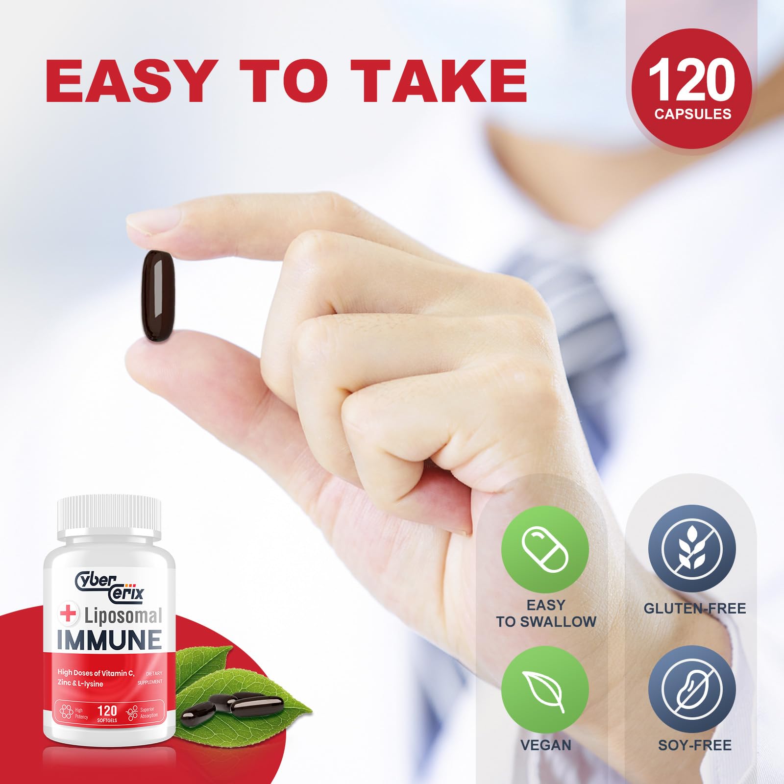 Top view of the Cybercerix immune support supplement cap