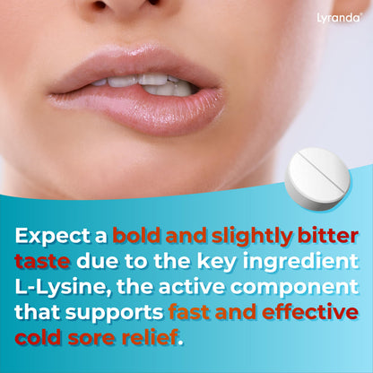 Close up of Lyranda Lysine tablets for immune health support