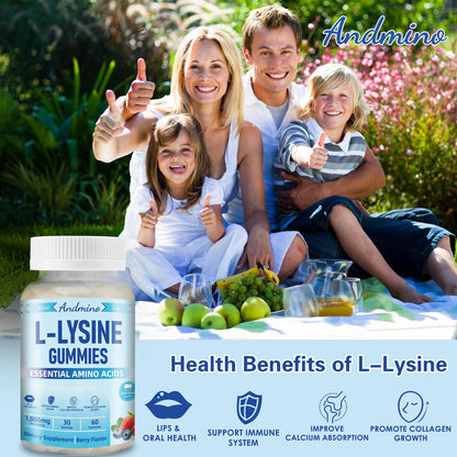 Andmino L-Lysine Gummies berry flavored gummy texture