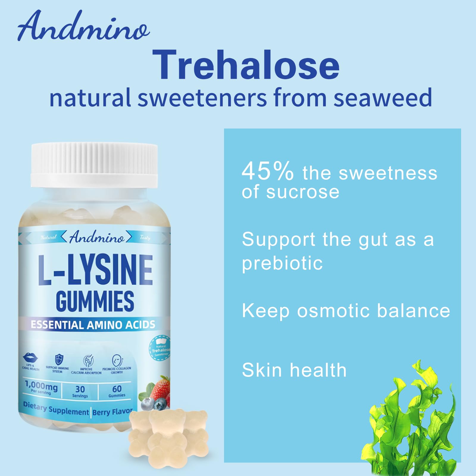 Andmino L-Lysine Gummies packaging side view