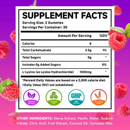 Meenccd L-Lysine 1000mg supplement label details