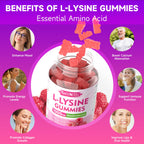 Close up of raspberry flavored L-Lysine chewable gummies in a bowl