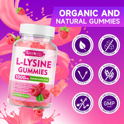 L-Lysine gummies bottle showing 60 count quantity