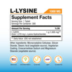 Puregen Labs L-Lysine supplement bottle nutritional facts label close up