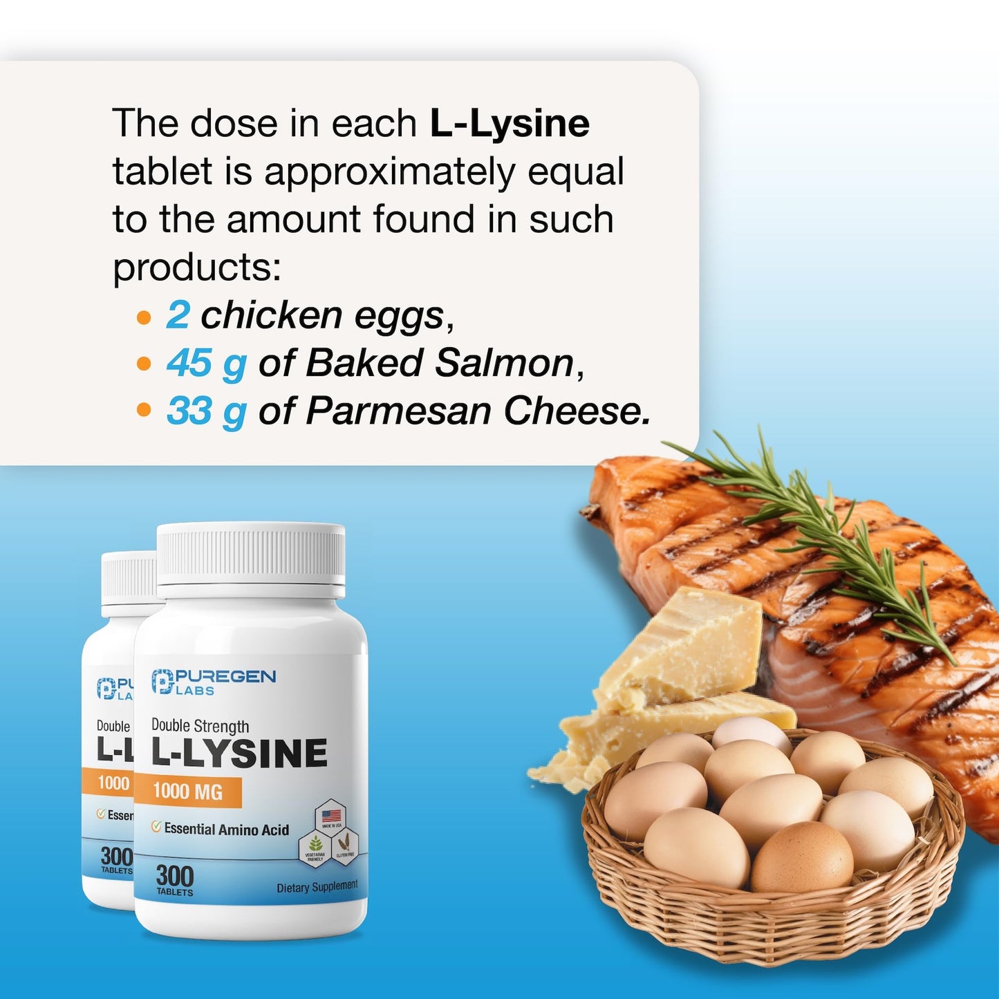 Puregen Labs L-Lysine extra strength ingredients label detail