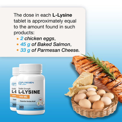Puregen Labs L-Lysine extra strength ingredients label detail