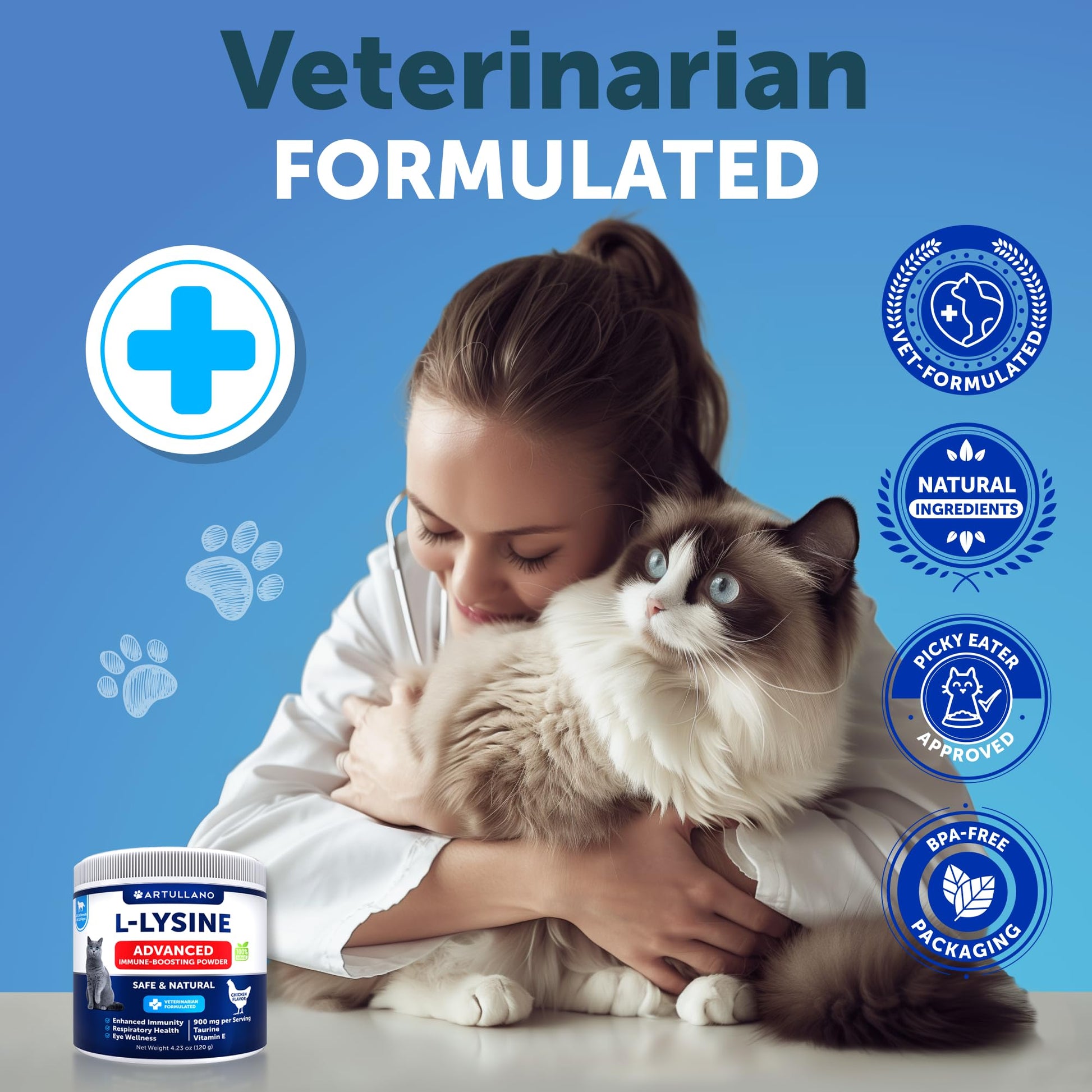 Artullano L-Lysine immune support powder for kittens
