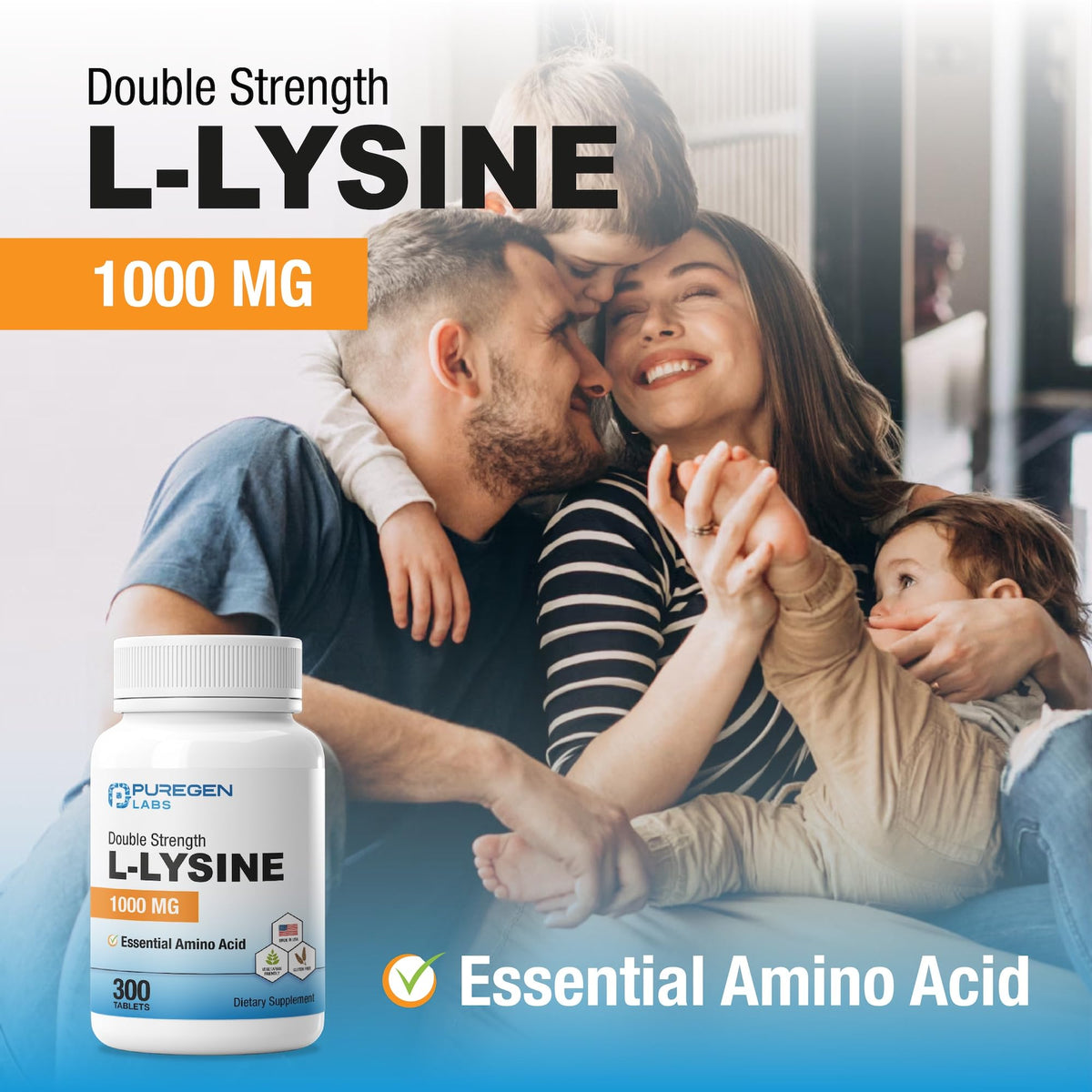 Puregen Labs L-Lysine extra strength tablets capsule appearance close up