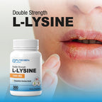 Puregen Labs L-Lysine supplement bottle back view with safety seals