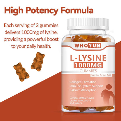 Chewable lemon flavored L-Lysine gummies texture