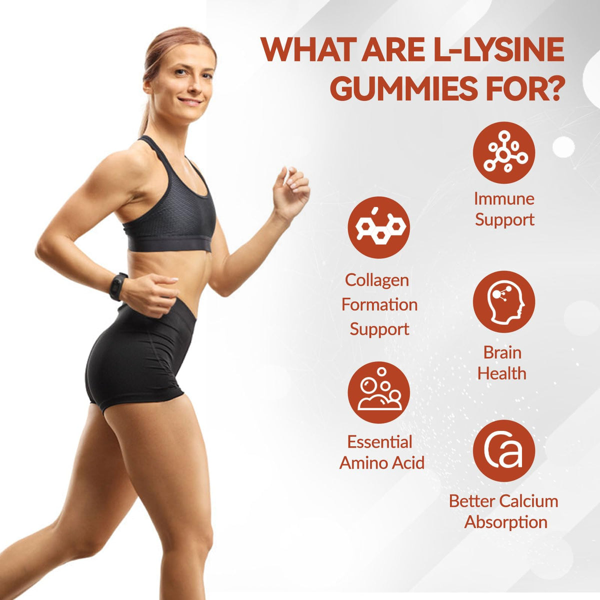 Lifestyle image of adult taking Whoyun L-Lysine gummies for daily health