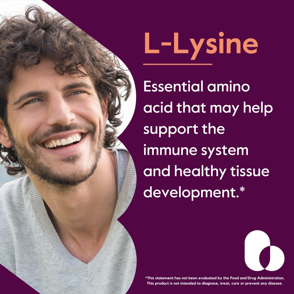 Bestvite L-Lysine supplement facts and ingredients label close up