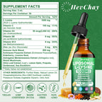 HevChay 16-in-1 liquid supplement bottle showing ingredients and nutritional facts