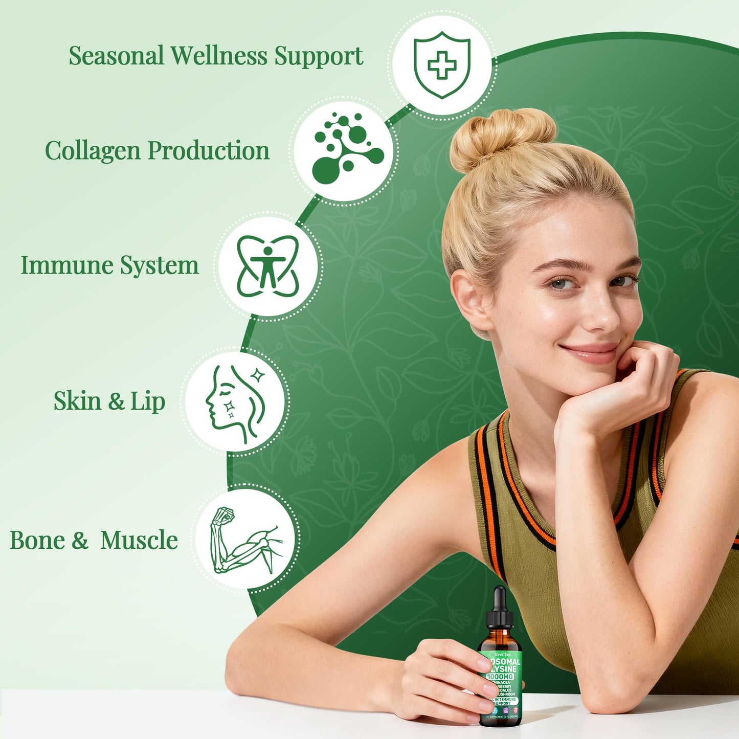 Liposomal L-Lysine liquid drops nutritional facts label
