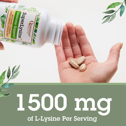 Quantum Health SuperLysine Plus 180 count bottle back view with supplement facts