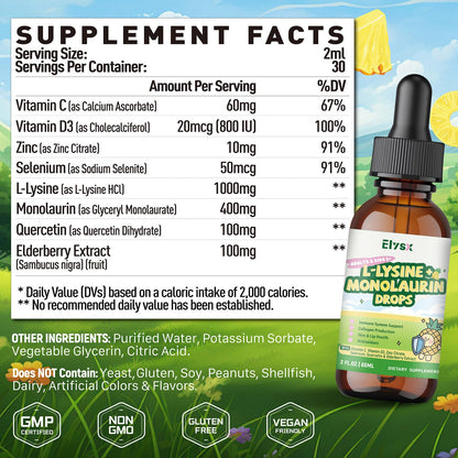 Elysx liquid supplement bottle label details