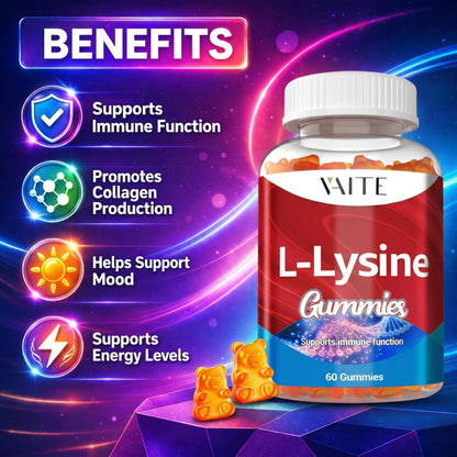 Vaite L-Lysine gummy bear texture and color closeup
