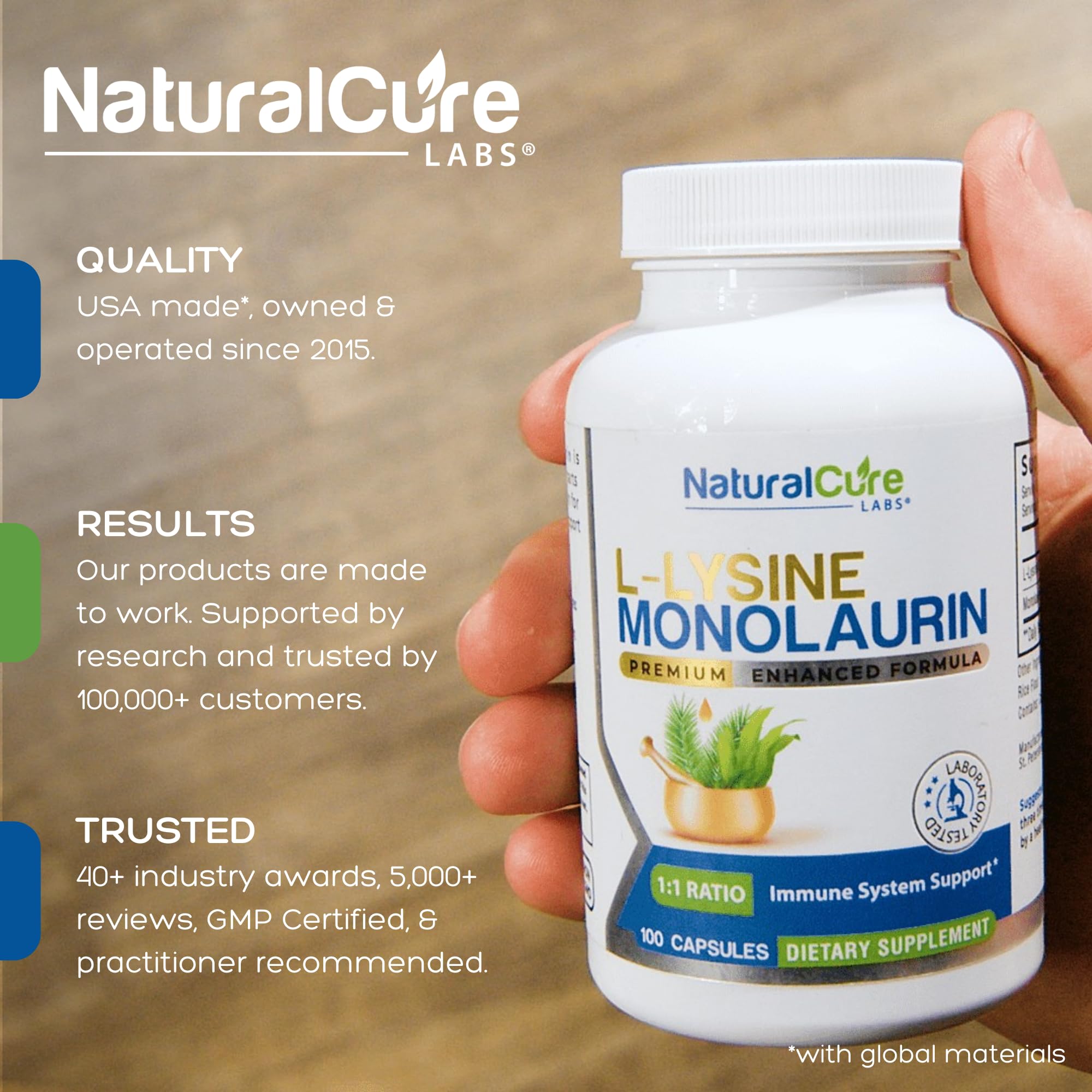 Natural Cure Labs immune supplement bottle side profile