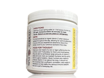 Close up of Sufficient-C Lemon Peach drink mix powder texture