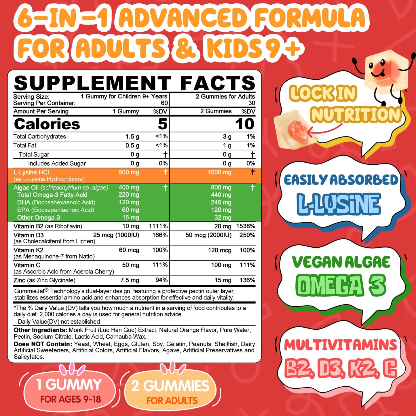 Nextdia L-Lysine supplement facts and ingredient label