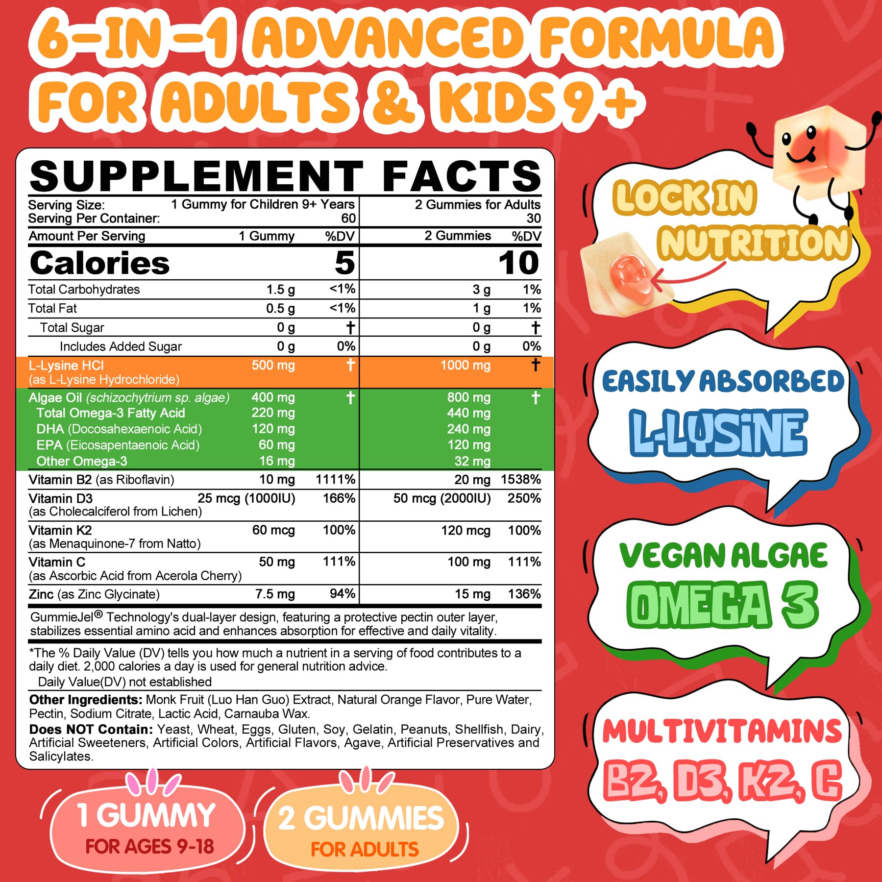 Nextdia L-Lysine supplement facts and ingredient label