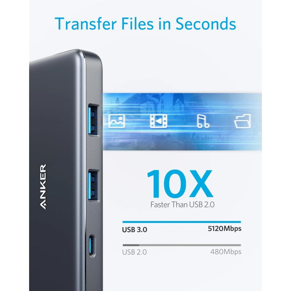 Anker PowerExpand 7 in 1 USB C Hub Multiport Adapter With 4K HDMI 85W Power Delivery microSD And SD Card Reader Space Gray Anker