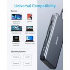 Anker PowerExpand 7 in 1 USB C Hub Multiport Adapter With 4K HDMI 85W Power Delivery microSD And SD Card Reader Space Gray Anker