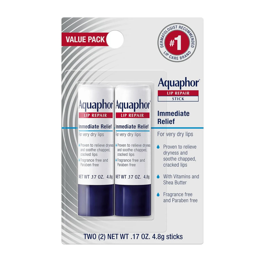Aquaphor lip repair stick value pack on a white background