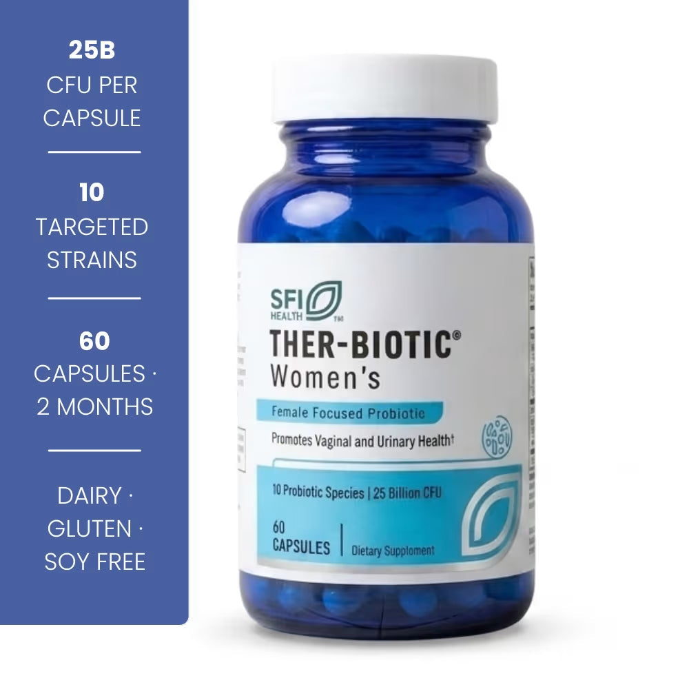 Klaire Labs Ther-Biotic Women's Probiotic 60 capsules - 25 billion CFU 10 strains vaginal health pH balance