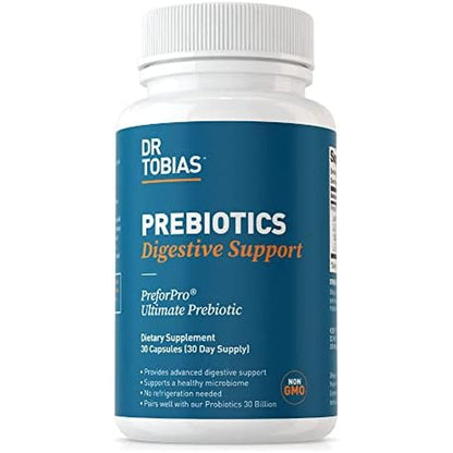 Dr. Tobias Ultimate Prebiotic 30 capsules front view bottle for gut health support.