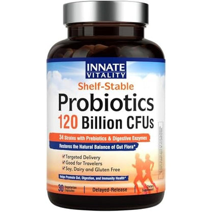Innate Vitality Probiotics 120 Billion front view bottle for gut health