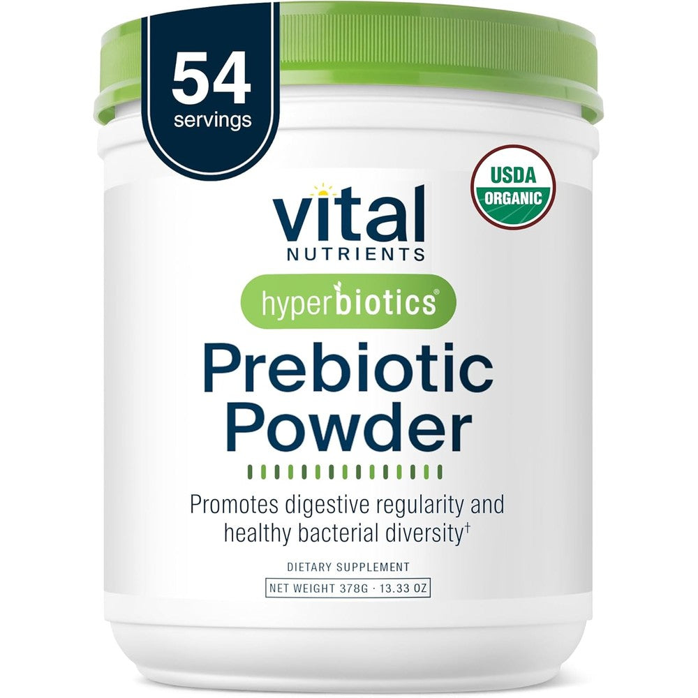 Hyperbiotics Vital Nutrients Organic Prebiotic Fiber Powder front view bottle