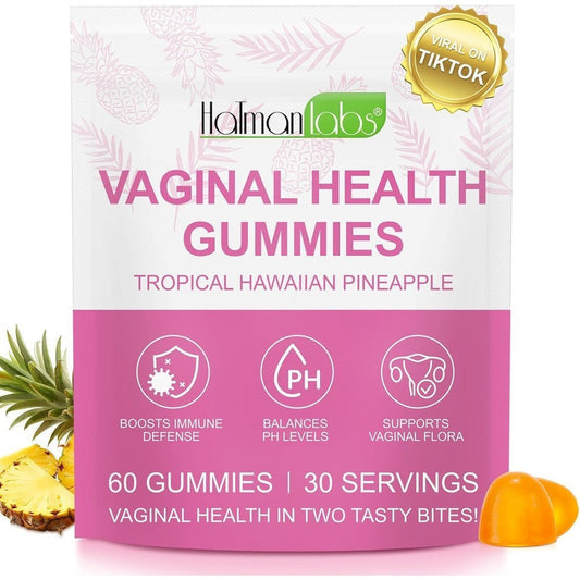 Mxczbsm Vaginal Probiotics Gummies front view bottle showing Hawaiian pineapple flavor