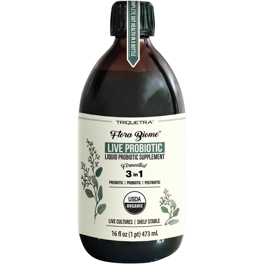 Triquetra Health Flora Biome liquid probiotic bottle front view