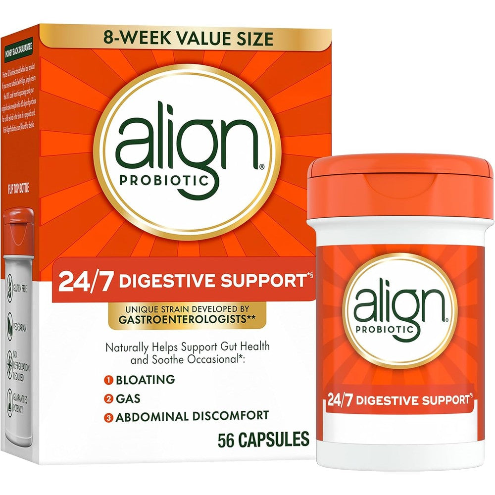 Align Probiotic 56 Capsules front view bottle for adult gut health
