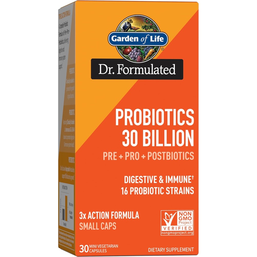 Garden of Life Dr Formulated 3 in 1 Complete Probiotics front view bottle for adult digestive health